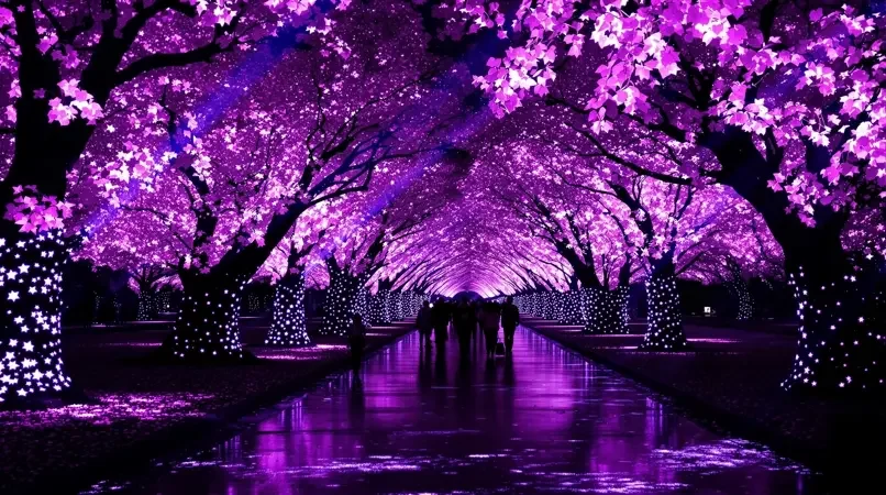 夜樱灯光秀活动图片
